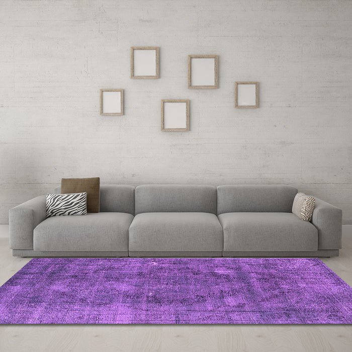 Machine Washable Oriental Purple Industrial Area Rugs in a Living Room, wshurb2240pur