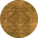 Round Machine Washable Oriental Orange Industrial Area Rugs, wshurb2240org