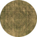 Round Oriental Brown Industrial Rug, urb2240brn