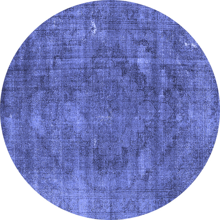 Round Oriental Blue Industrial Rug, urb2240blu