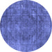 Round Oriental Blue Industrial Rug, urb2240blu