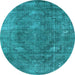 Round Oriental Light Blue Industrial Rug, urb2240lblu