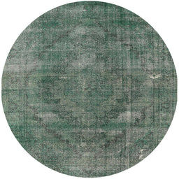Round Mid-Century Modern Green Oriental Rug, urb2240