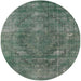 Round Mid-Century Modern Green Oriental Rug, urb2240