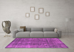 Machine Washable Oriental Pink Industrial Rug in a Living Room, wshurb2240pnk