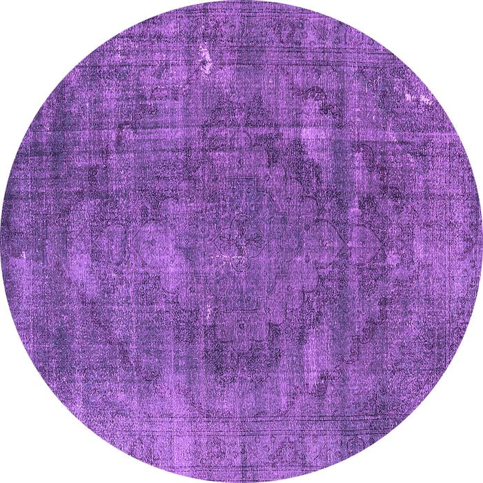 Round Machine Washable Oriental Purple Industrial Area Rugs, wshurb2240pur