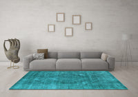 Machine Washable Oriental Light Blue Industrial Rug, wshurb2240lblu