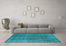 Machine Washable Oriental Light Blue Industrial Rug in a Living Room, wshurb2240lblu