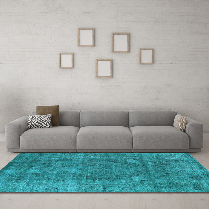 Machine Washable Oriental Light Blue Industrial Rug in a Living Room, wshurb2240lblu