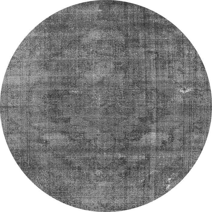 Round Machine Washable Oriental Gray Industrial Rug, wshurb2240gry