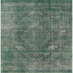 Square Mid-Century Modern Green Oriental Rug, urb2240