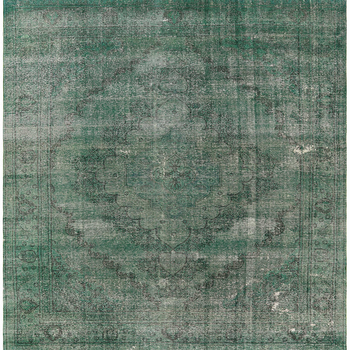 Square Mid-Century Modern Green Oriental Rug, urb2240