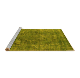 Sideview of Machine Washable Oriental Yellow Industrial Rug, wshurb2240yw