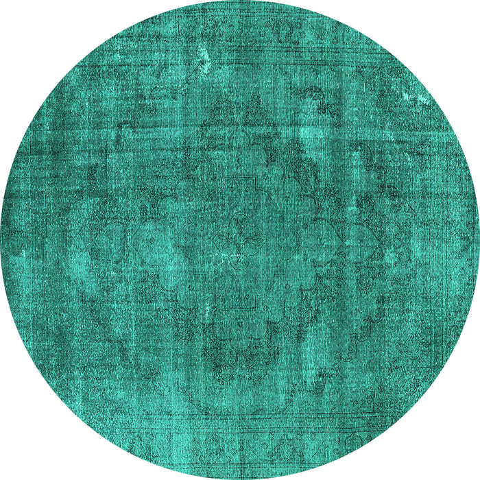 Round Oriental Turquoise Industrial Rug, urb2240turq