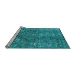 Sideview of Machine Washable Oriental Light Blue Industrial Rug, wshurb2240lblu