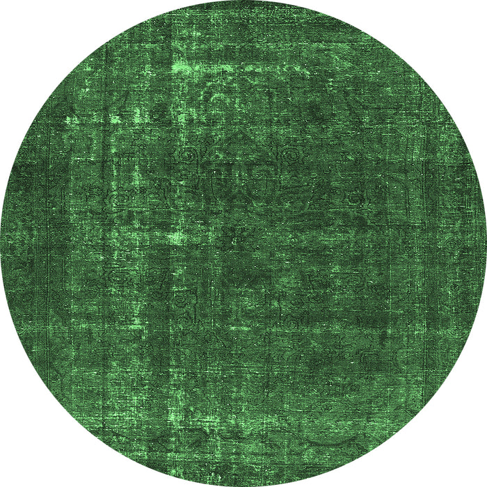 Round Machine Washable Persian Emerald Green Bohemian Area Rugs, wshurb2241emgrn