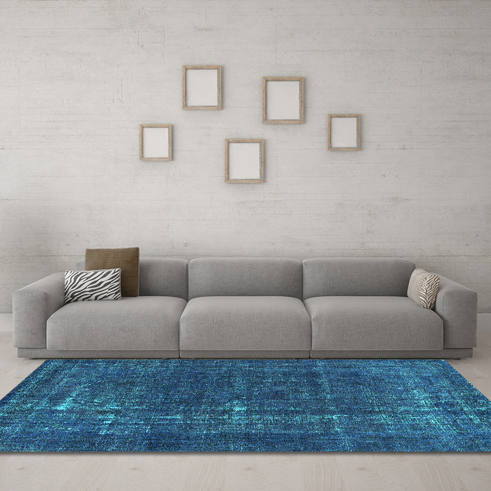 Machine Washable Persian Turquoise Bohemian Area Rugs in a Living Room,, wshurb2241turq
