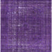 Square Machine Washable Industrial Modern Purple Flower Purple Rug, wshurb2241