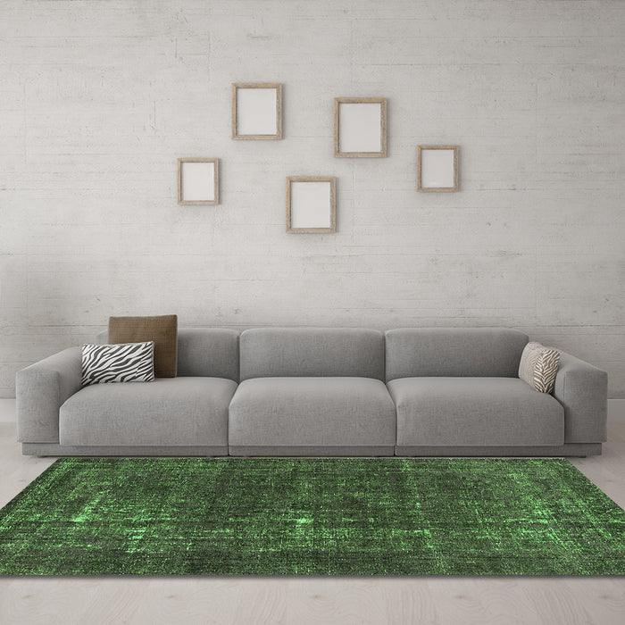 Machine Washable Persian Green Bohemian Area Rugs in a Living Room,, wshurb2241grn
