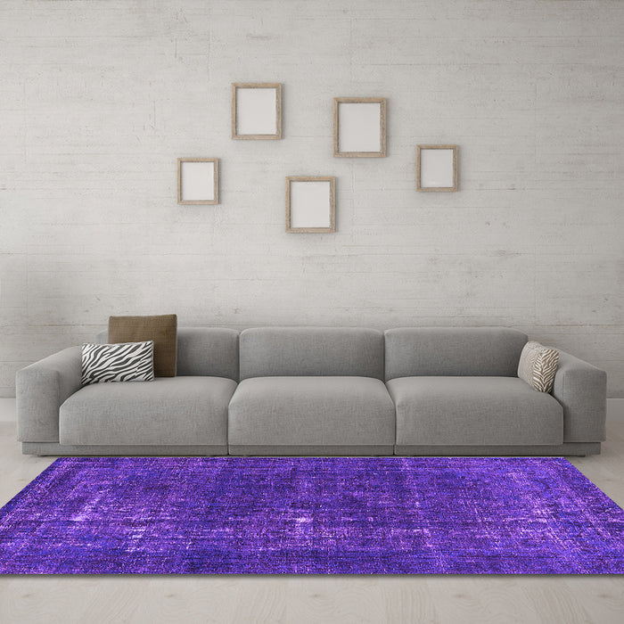 Machine Washable Persian Purple Bohemian Area Rugs in a Living Room, wshurb2241pur