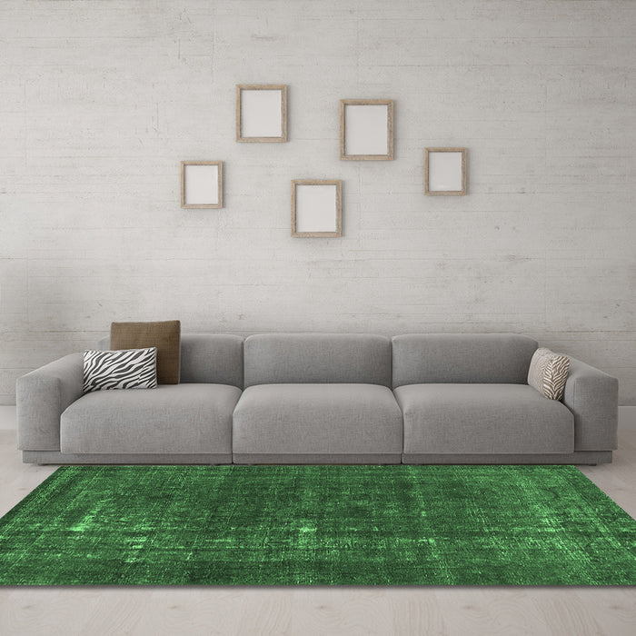 Machine Washable Persian Emerald Green Bohemian Area Rugs in a Living Room,, wshurb2241emgrn