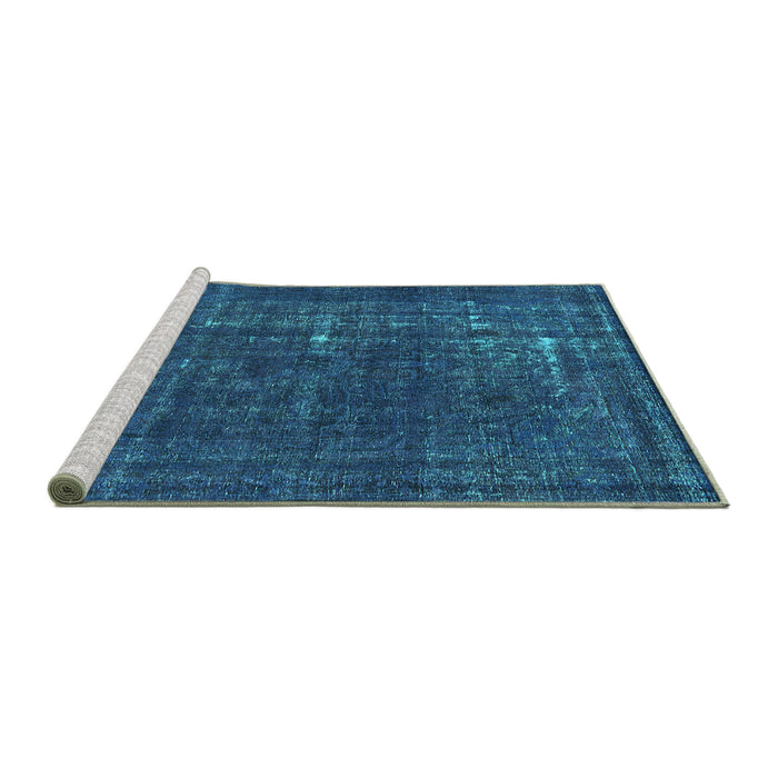 Sideview of Machine Washable Persian Turquoise Bohemian Area Rugs, wshurb2241turq