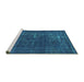 Sideview of Machine Washable Persian Turquoise Bohemian Area Rugs, wshurb2241turq