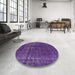 Round Mid-Century Modern Purple Persian Rug in a Office, urb2241