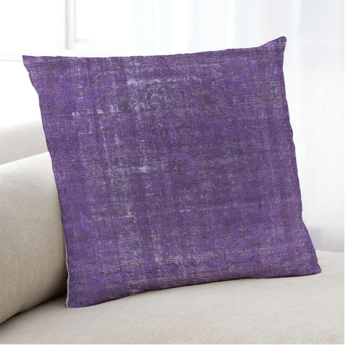 Lifestyle Image of Mid-Century Modern Urban Square Purple Flower Purple Throw Pillow, 18 inch by 18 inch, pwurb2241