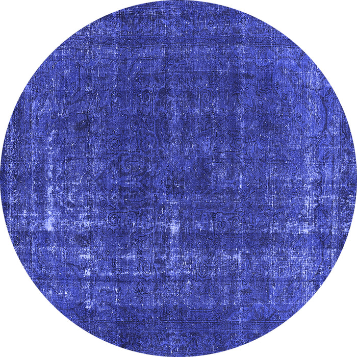 Round Machine Washable Persian Blue Bohemian Rug, wshurb2241blu