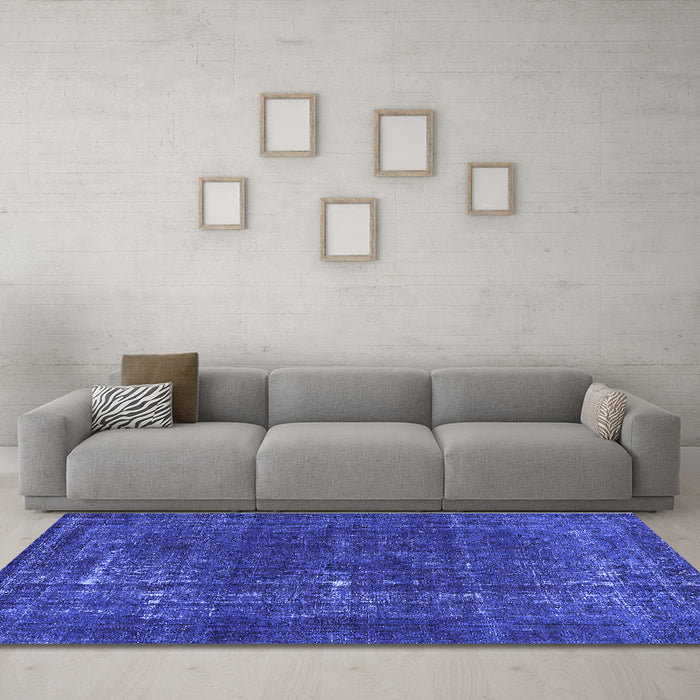 Machine Washable Persian Blue Bohemian Rug in a Living Room, wshurb2241blu
