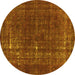 Round Persian Yellow Bohemian Rug, urb2241yw