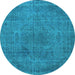 Round Oriental Light Blue Industrial Rug, urb2242lblu