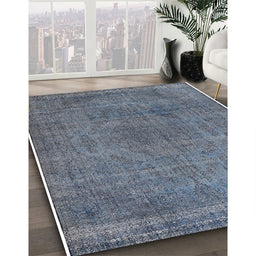 Mid-Century Modern Light Slate Gray Oriental Rug in Family Room, urb2242