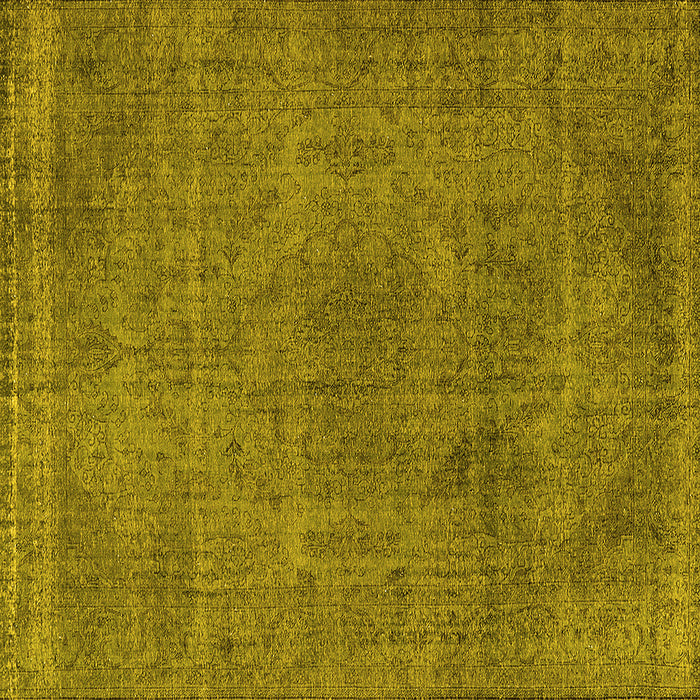 Square Machine Washable Oriental Yellow Industrial Rug, wshurb2242yw