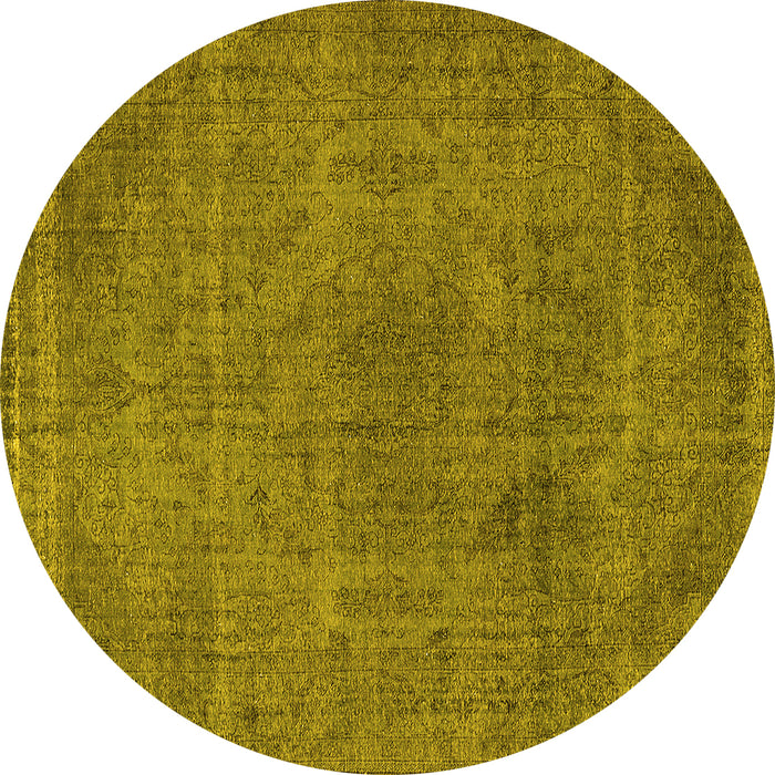 Round Oriental Yellow Industrial Rug, urb2242yw