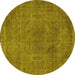 Round Oriental Yellow Industrial Rug, urb2242yw