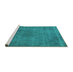 Sideview of Machine Washable Oriental Turquoise Industrial Area Rugs, wshurb2242turq