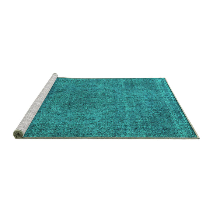 Sideview of Machine Washable Oriental Turquoise Industrial Area Rugs, wshurb2242turq