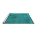 Sideview of Machine Washable Oriental Turquoise Industrial Area Rugs, wshurb2242turq