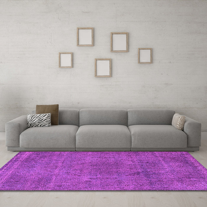 Machine Washable Oriental Pink Industrial Rug in a Living Room, wshurb2242pnk