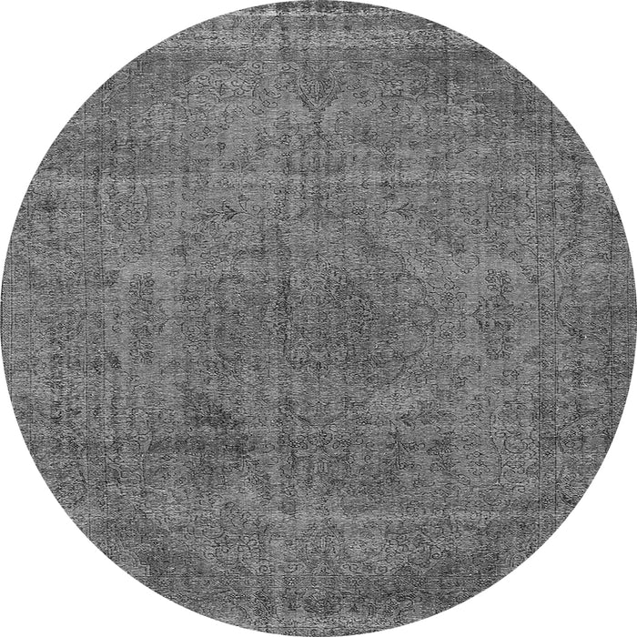 Round Machine Washable Oriental Gray Industrial Rug, wshurb2242gry