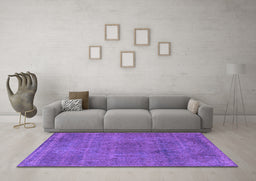 Machine Washable Oriental Purple Industrial Area Rugs in a Living Room, wshurb2242pur