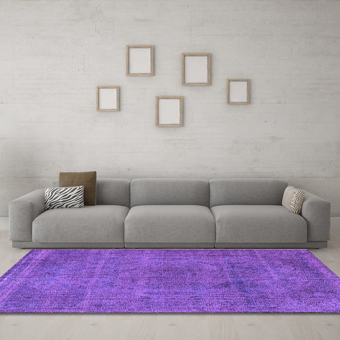 Machine Washable Oriental Purple Industrial Area Rugs in a Living Room, wshurb2242pur