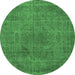 Round Oriental Emerald Green Industrial Rug, urb2242emgrn