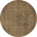 Round Oriental Brown Industrial Rug, urb2242brn