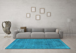 Machine Washable Oriental Light Blue Industrial Rug in a Living Room, wshurb2242lblu
