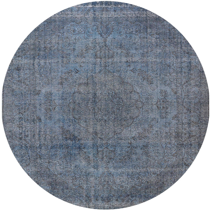 Round Mid-Century Modern Light Slate Gray Oriental Rug, urb2242