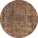 Round Oriental Brown Industrial Rug, urb2243brn