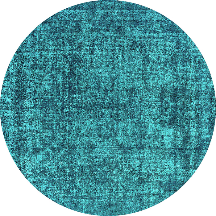 Round Oriental Turquoise Industrial Rug, urb2243turq